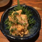 旬酔基じ - お通し♬
      松川あん肝和え...♪*ﾟ
      こんなツマミ出されたら…
      飲み過ぎちゃうしょ(≧∇≦*)