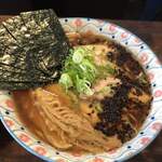 Jikasei Men Kamikaze - 醤油の焦がしネギラーメン大。海苔とチャーシューを、トッピング。