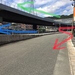 Chuuka Soba Dan - 緑が国道９号線、青が合流側道、赤が同店