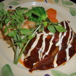 キッチン ニューほしの - 牛ホホ肉煮込み　ご飯　味噌汁つき