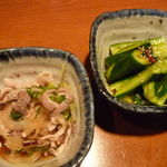 Kuimonoya Wan - モツポン酢＆キュウリのごま油和え