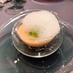 プレゼンテ スギ - ⑲夏の定番2(ワラビ・セロリアイス・桃のスープ)