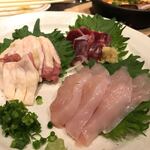 みやざき地頭鶏とうまい酒 居酒屋小姫 茨木 - 鶏刺身3種盛り