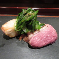 研覃 ほりべ - 鴨ロース　海老芋　九条葱