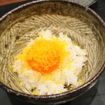 朝食 喜心 - 追加メニュー。からすみ卵かけごはん