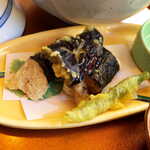 茶茶 - 自然薯とろろの磯辺揚げ。これは日本酒に合いそうだな～