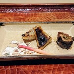 懐石ふじ - マナガツオ西京焼き、鰻の八幡巻、はじかみ