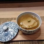 すし処 みや古分店 - 白子のお粥に蒸し鮑、餡かけ