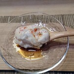 すし処 みや古分店 - 低温調理したフグの白子、ポン酢、七味