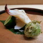 松川 - みる貝と蕗の薹の天ぷら  (2012/03)