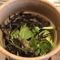 くずし鉄板 あばぐら 神田店 - 赤水菜のサラダ わさびドレッシング