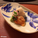 御料理 寺沢 - 赤貝と穴子の焼霜造り