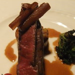 8G Horie River Terrace - 鹿児島産黒毛和牛フィレ肉の鉄板焼き　新ゴボウの赤ワインソース