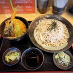 蕎麦 天ぷら 結庵 - ランチセットから『海老野菜天丼』×『ざる蕎麦』¥770