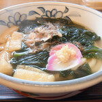 ふる里うどん  - ノーマルな わかめうどん（かつお節は お好みであとのせ）
      お揚げとわかめの相性バツグンなり