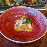 Reconnaissance - オマール海老のポワレ カリフラワーとサフランのソース、アメリケーヌソース、ポルチーニ茸の泡ソース