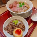 燃えよ麺助 - 金色貝そば(¥830)+チャーシュー丼(¥250)