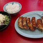 ラーメン山岡家 - 半ライス、ネギマヨチャーシュー丼、餃子