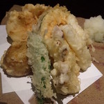 蕎麦ひら井 - スミイカと野菜の天ぷら