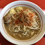 千里眼 - ラーメン 麺130g ヤサイ少な目・ショウガ・アブラちょっとのカラアゲ別皿で 780円