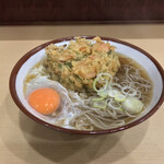 そばの神田 東一屋 - えびかき揚げそば 大盛り麺1.5玉＋生たまご！