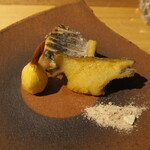 日本料理 みや  - 鰆、鮑、慈姑　フリット