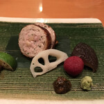 日本料理 たかむら - 比内地鶏の首皮焼き