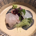 鳥田中 - 瀬戸内の平目と江戸前の墨烏賊のお造り　ここは新橋の料亭か