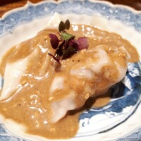 肉割烹 上 - 牛肉ワンタン　胡麻山椒ダレ