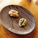 カフェK - 蕎麦味噌とふき味噌。