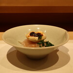 鮨 しみづ - 河豚の皮、身、白子炙り