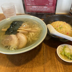 佐野ラ－メン たかの - Aセット　塩ラーメンと半チャーハン