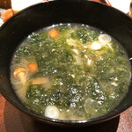 神楽坂 石かわ - お代わりの味噌汁にはアオサが入りました