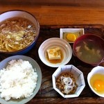 飯や うちごはん - 納豆定食+かけうどん