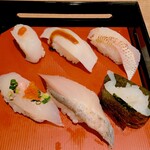 廻鮮魚廣水産 - 富山名物セット　1,500円
      寿司6かん　白海老唐揚げ　あら汁