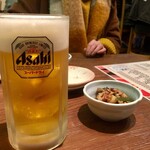 もつ焼き 稲垣 - 生ビール 中 600円