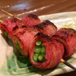 もつ焼き 稲垣 - 緒方焼き 2本 400円