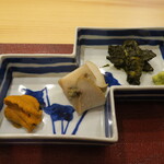 銀座いち分 - 鮑、鮑肝和え、雲丹