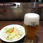 いきなりステーキ - 2019年12月　いきなりサラダスモール+生ビール　180+500円+税