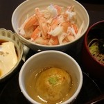 酒肴 omborato - 蟹のほぐし身 ・（ タイムサービ ）手造り豆富 ・芋饅頭 ・蕎麦