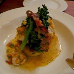 白子と焼きリゾット　トマトクリームソース