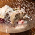 焼き鳥 とりら - 白肝、ハツ、ズリ刺し泡雪塩掛け