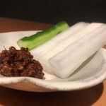 焼き鳥 とりら - スティックサラダ鶏そぼろ味噌