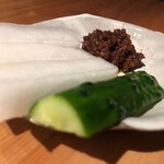 焼き鳥 とりら - スティックサラダ鶏そぼろ味噌