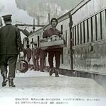 常盤軒 - 若き日の店主。この写真は昔駅に展示されていました。