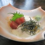 美好 - まぐろ山かけ定食 1,320円（税込）の まうろ山かけ。　　　　　2020.01.12