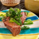 ほ志の - 名物料理を含むフルコース　3,800円：名物　和牛レバーの塩辛