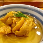 ほ志の - 安納芋のムース　雲丹　コンソメジュレ（1個）580円