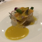 朗 長谷川稔Lab - アオリイカ。ソムリエさんが出してくれた東洋美人のペアリングで完成する一皿。香り爆弾。