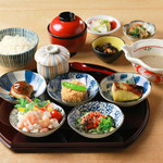 Colorful set of six small side dishes